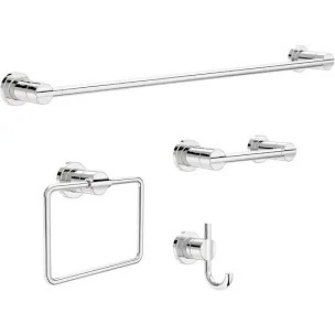 Nicoli 4-Piece Bath Hardware Set 18 to 24 in. Towel Bar, Toilet 