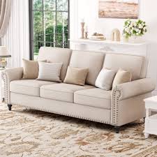 78.7" Upholstered 3 Seater Sofa, Beige