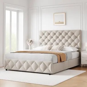 bed frame with 4 storage drawers and headboard