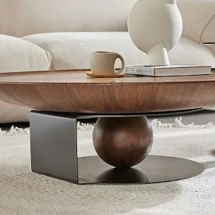 Daiel Light luxury simple walnut round coffee table