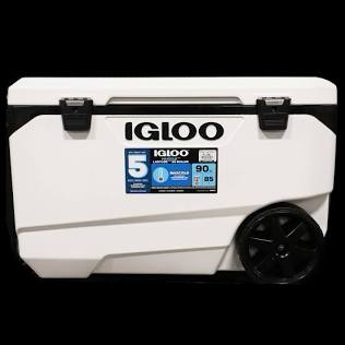 Igloo Latitude 137 Cans 90 Quart Rolling Cooler - White: Polyethylene, Tow Handle
