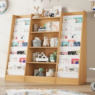 5-Tier Kids Bookshelf with Storage Pockets – Eco-Friendly