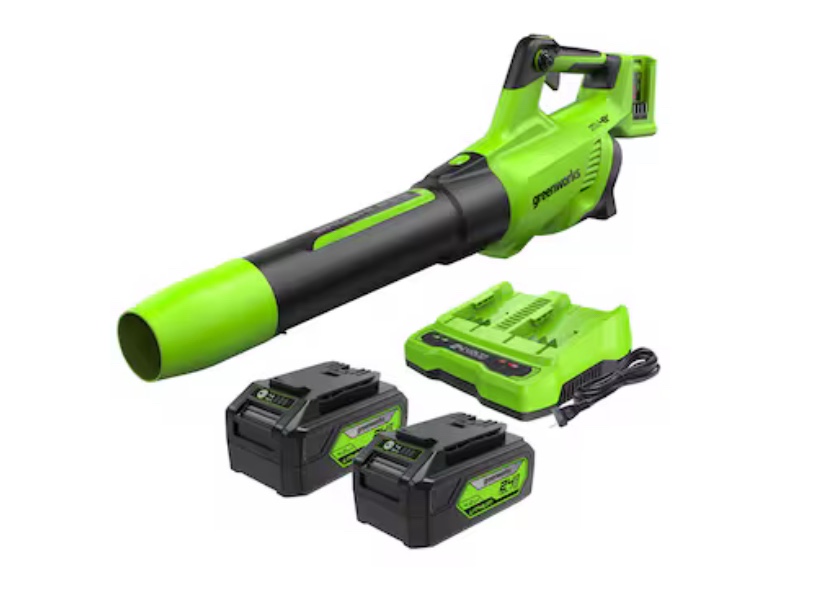 Greenworks 24-volt 585-CFM 140-MPH Battery Handheld Leaf Blower 4 Ah