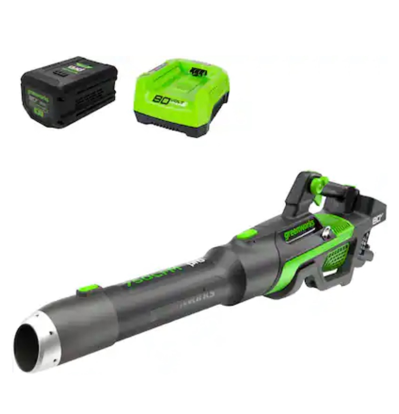 Greenworks - 80-Volt 750 CFM Cordless Handheld Blower (1 x 2.5Ah Battery and 1 x Charger) - Green