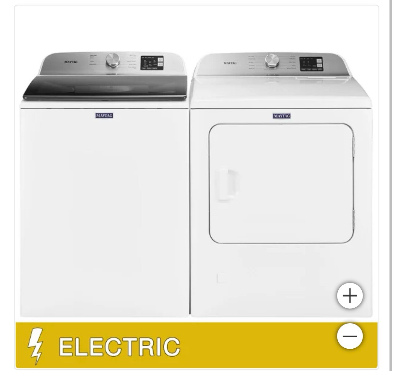 Maytag 4.8 cu. ft. Washer and 7.0 cu. ft. ELECTRIC Dryer with Deep Fill (Minor dents and scrapes on washer and dryer) 