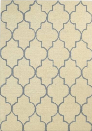 One of a Kind Hand-Tufted Modern & Contemporary 5' x 8' Trellis Wool Ivory Rug - 5'0"x7'11"