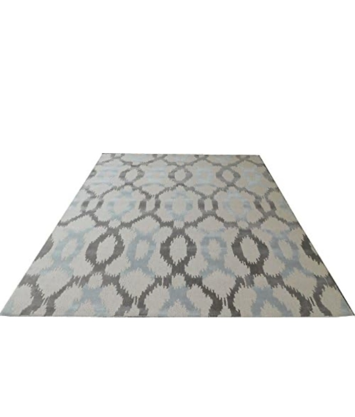 S M HANDLOOM Hand Tuffted Loop & Cut Pile Geometrical Modern Ivory 5x8Feet Carpet for Living Room.