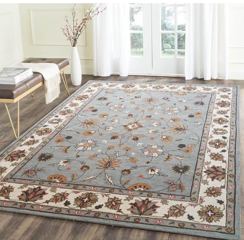 GEM CARPETS Traditional Floral Hand Tufted Wool Rug 5X8 FEET? Soft Modern Inspired Area Carpet for Living Room, Bedroom