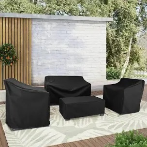Outdoor patio furniture covers four piece black