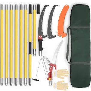 Pole Saws for Tree Trimming, 7.3-27 ft Extendable Tree Trimmers Long Handle Pruner, Sharp Steel Blade and Scissors High Branches Trimming, Tree Pruner, Tree Saw