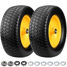 15x6.00-6nhs Lawn Mower Tires, 2 Pcs 15x6.00-6 Tire and Wheel Front Tire with 3/4" Precision Bearings & 5/8"-1" Bushings & 3" Centered Hub, Lawn Tractor Tires 15x6.00-6 Fit for Craftsman Riding Mowers