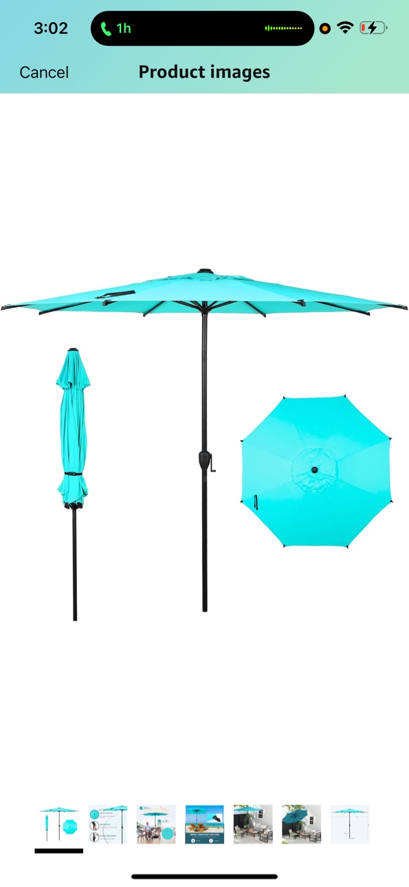 Abba Patio 9FT Lyon Outdoor Patio Umbrella Outdoor Table Umbrella with Push Button Tilt and Crank Market Umbrella 8 Sturdy Ribs UV Protection Waterproof for Garden Deck Backyard Pool Light Blue