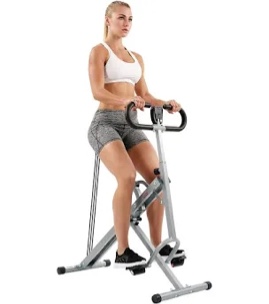 Sunny Health & Fitness Smart Upright Row-N-Ride Exerciser Squat Assist Trainer for Glutes Workout with Adjustable Resistance Easy Setup & Foldable Glute & Leg Exercise Machine- NO. 077SMART