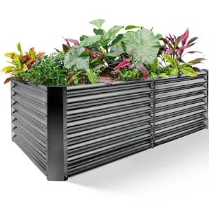Land Guard 8×4×2 ft Galvanized Raised Garden Bed Kit, Galvanized Planter Raised Garden Boxes Outdoor, Large Metal Raised Garden Beds for Vegetables(Grey)