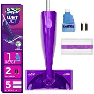 Swiffer WetJet Hardwood and Floor Spray Mop, All-In-One Mopping Cleaner Starter Kit - 11ct