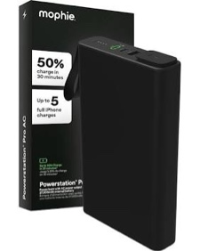 mophie powerstation pro ac (2023)-27,000 mah external battery compatbile with macbook&ipad portable pd battery with 100w of ac&60w usb-c fast charge integrated carry strap-usb-c cable included, black
