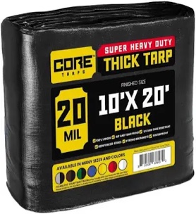 core tarps extreme heavy duty black 20 mil tarp cover ct-706