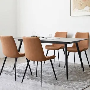 32.4"H Modern Upholstered Dining Chairs, Faux Leather Back with Steel Legs for Kitchen, Dining, Living, Reception, Office Guest Chairs, and Outdoor