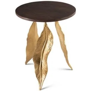 Verna Accent Table Walnut/Gold - Steve Silver Co.: Mango Top, Iron Base, Martini Style