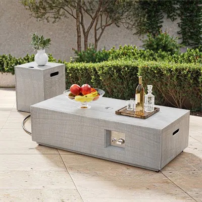 joycie 12.6’’ h x 42’’ w metal propane outdoor gas fire pit table