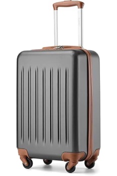 kono 20-inch small hardside carry-on suitcase with spinner wheels, lightweight rolling cabin suitcase for airplane travel (grey brown, for 1-3 days of travel)