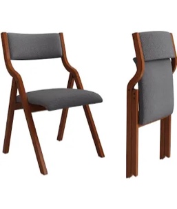 Set of 2 Upholstered Folding Dining Chairs - Space-Saving, Lightweight