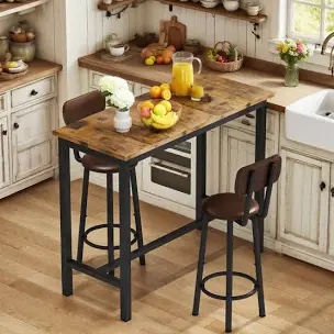 faux marble pub height table set for 2, 3-piece rectangular bar table 