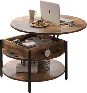 wynny 27" w round lift top wood coffee table with storage