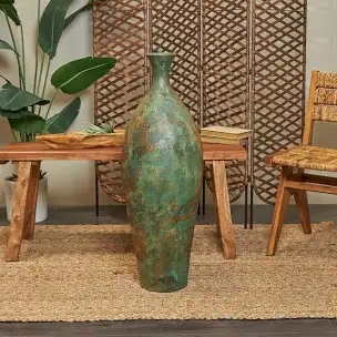 sarahanne ceramic tall distressed antique style decorative green vase