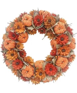fall wreath for front door, artificial pumpkin wreath, rustic farmhouse harvest wreath autumn wreath fall garland for halloween thanksgiving indoor outdoor home decor