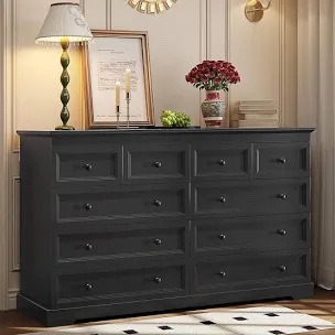 double dresser with 10 storage drawers