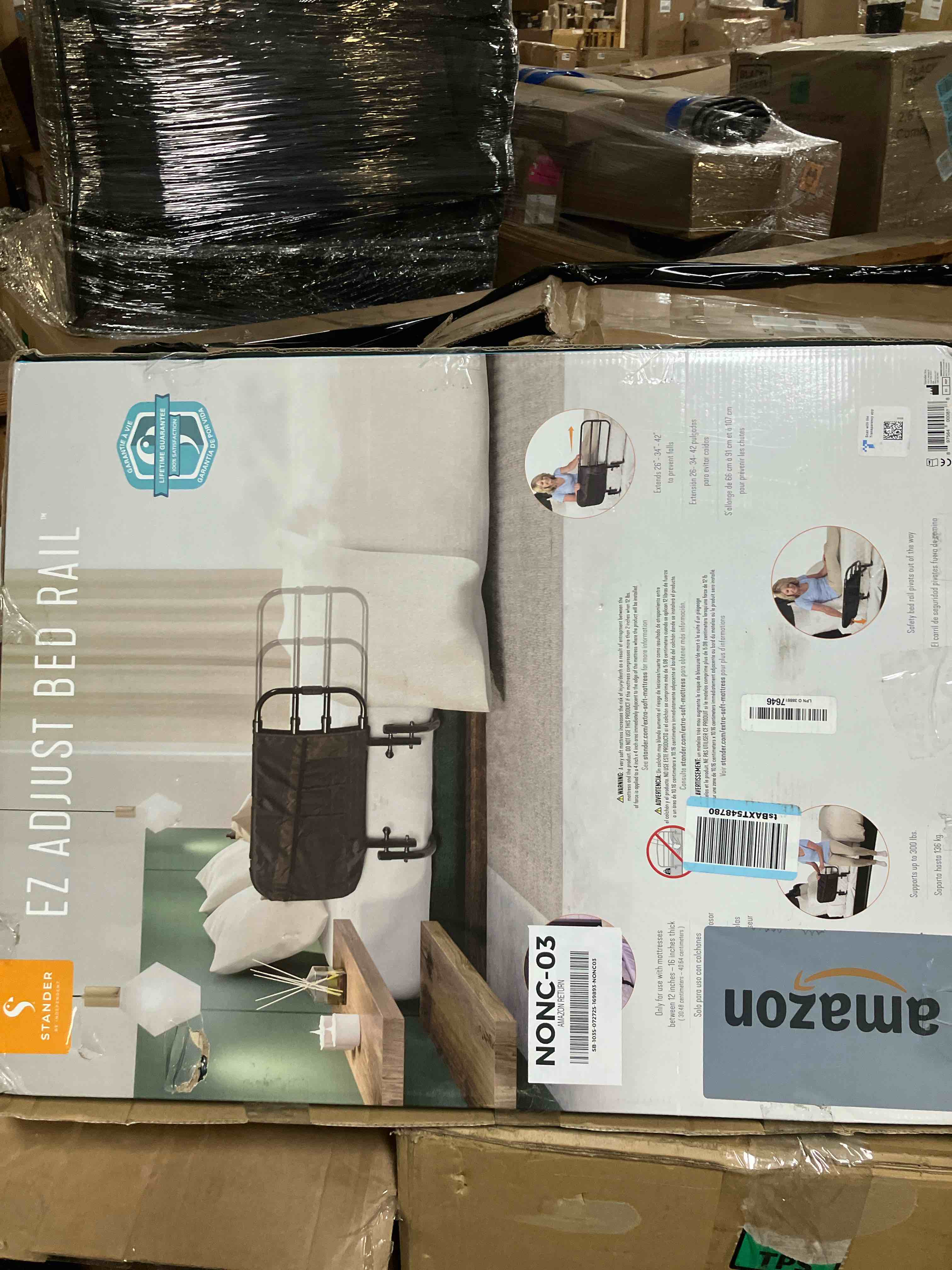 stander 30inch safety bed rail with padded pouch, folding guardrail for adults, seniors, and elderly, bedside stand assist bar, fits king, queen, full, and twin beds, astm safety approved bedrail