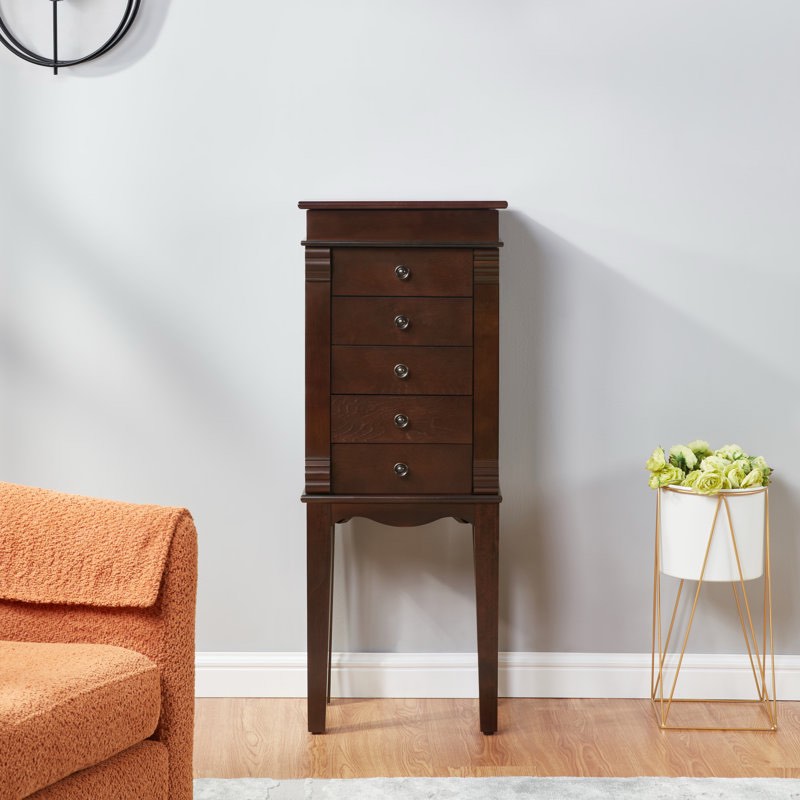 5 drawer jewelry armoire w / swing doors