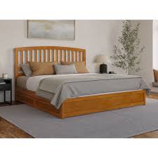 Lamari Solid Wood Platform Bed with Footboard & Roll Out Trundle Bed