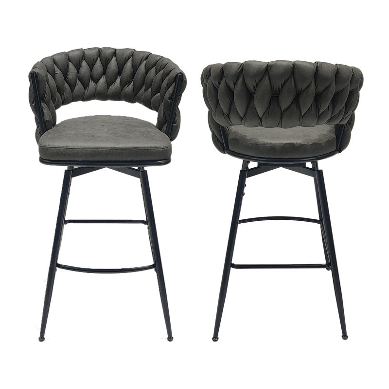 Luxurious Leather Upholstered Bar Stool Set, Ergonomic Design For Ultimate Comfort And Style.