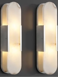 Locher  Dimmable LED Wall Sconces Wallchiere with Alabaster Shade(Set 0f 2)