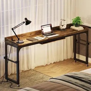 70.86'' W Adjustable Overbed Table With Power Station, Writing Desk