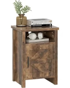 Farmhouse Modern Nightstand with Shelf and Barn Door