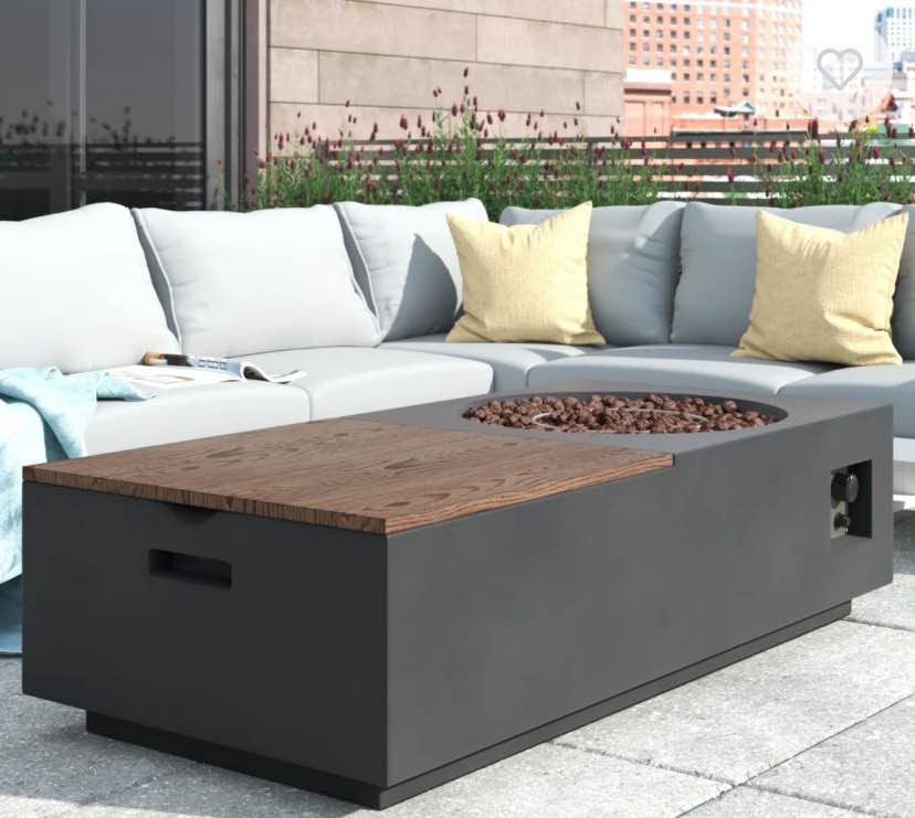 beppe 15'' h x 56.25'' w concrete propane outdoor fire pit table (no tank holder)
