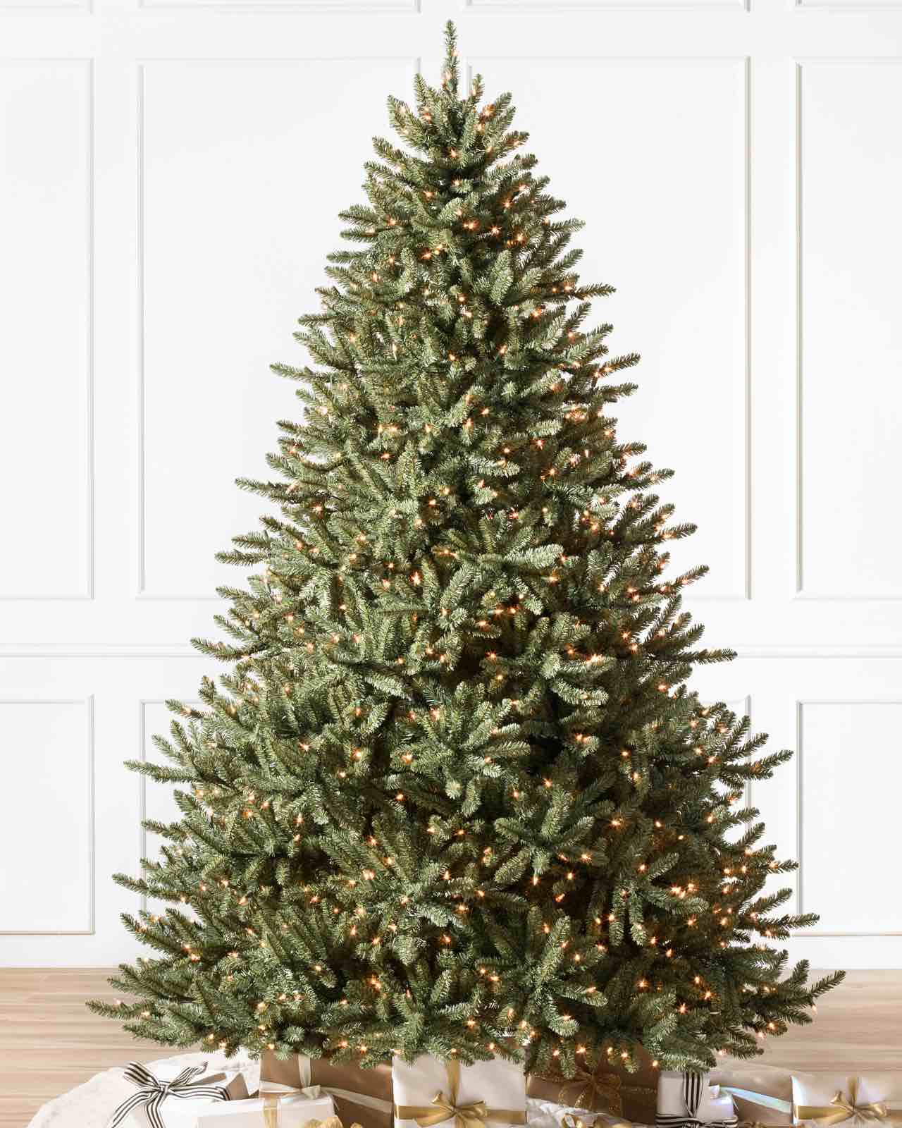 Balsam Hill 7.5ft Pre-Lit Classic Blue Spruce - Artificial Christmas Tree with 2,960+ Tips, 1,000 Clear LED Lights, Easy Plug Technology & Premium Stand for Indoor Holiday Decorating
