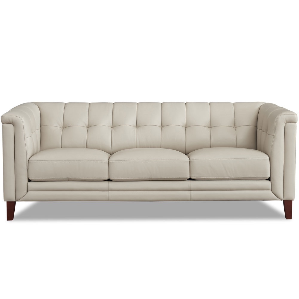 New Colturo 84'' Upholstered Sofa, Vanilla Color, Genuine Leather,  32'' H X 84'' W X 36'' D