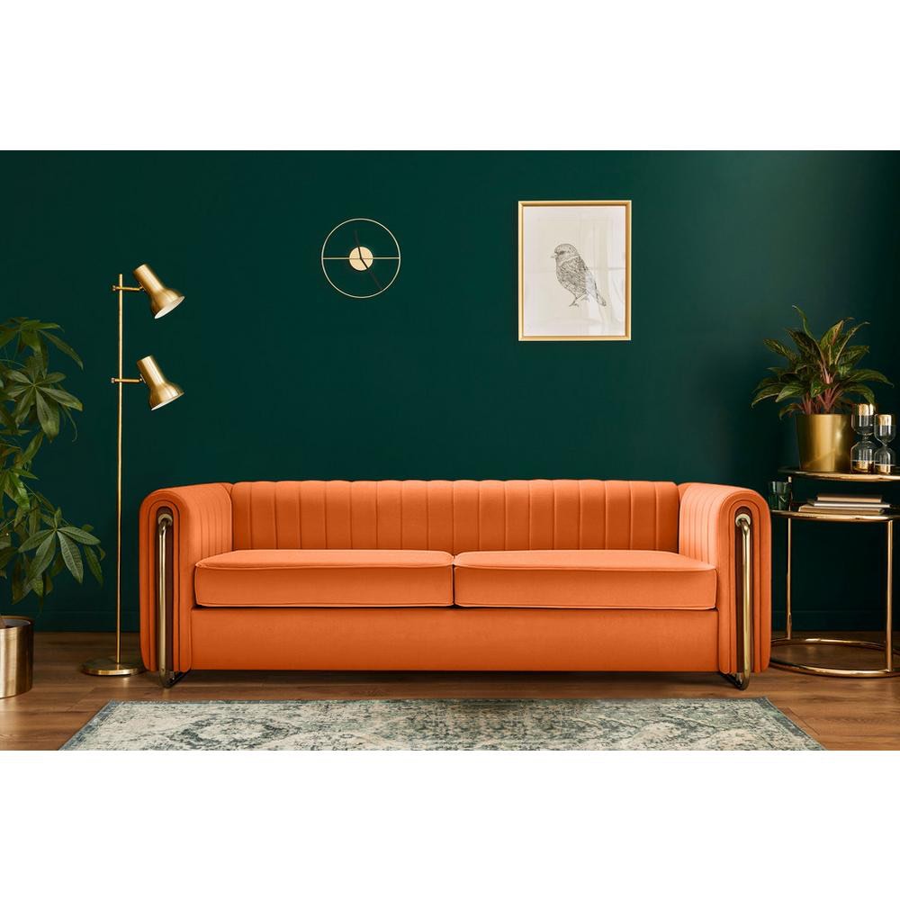Beautifully Contemporary Nouvelle Velvet Sofa, 84.25"W x 27.56"H x 29.53"D