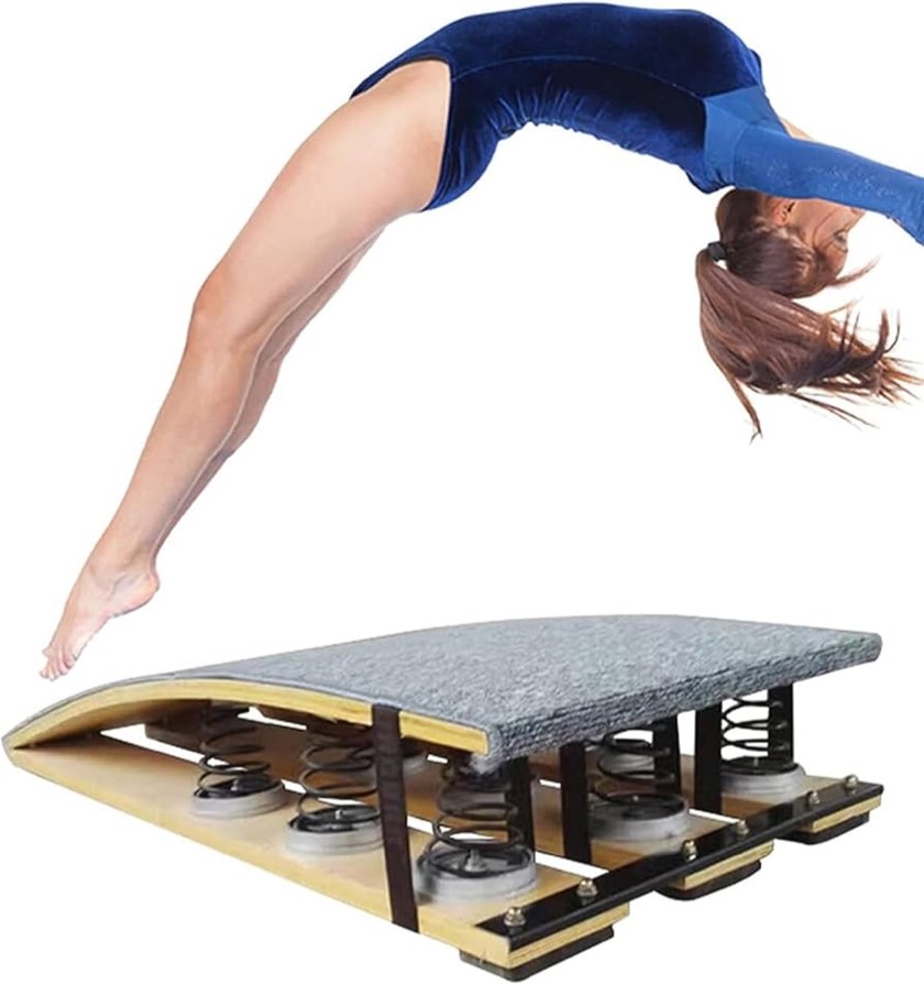 ZARBAILRE High Bounce Springboards, Vault Hard Wood Spring Floor Sport Equipment, Grey Gymnastics Springboard for Adults Gymnast, 9 Springs, Load 110kg / 250lbs, 24” x 47” x 8.5”