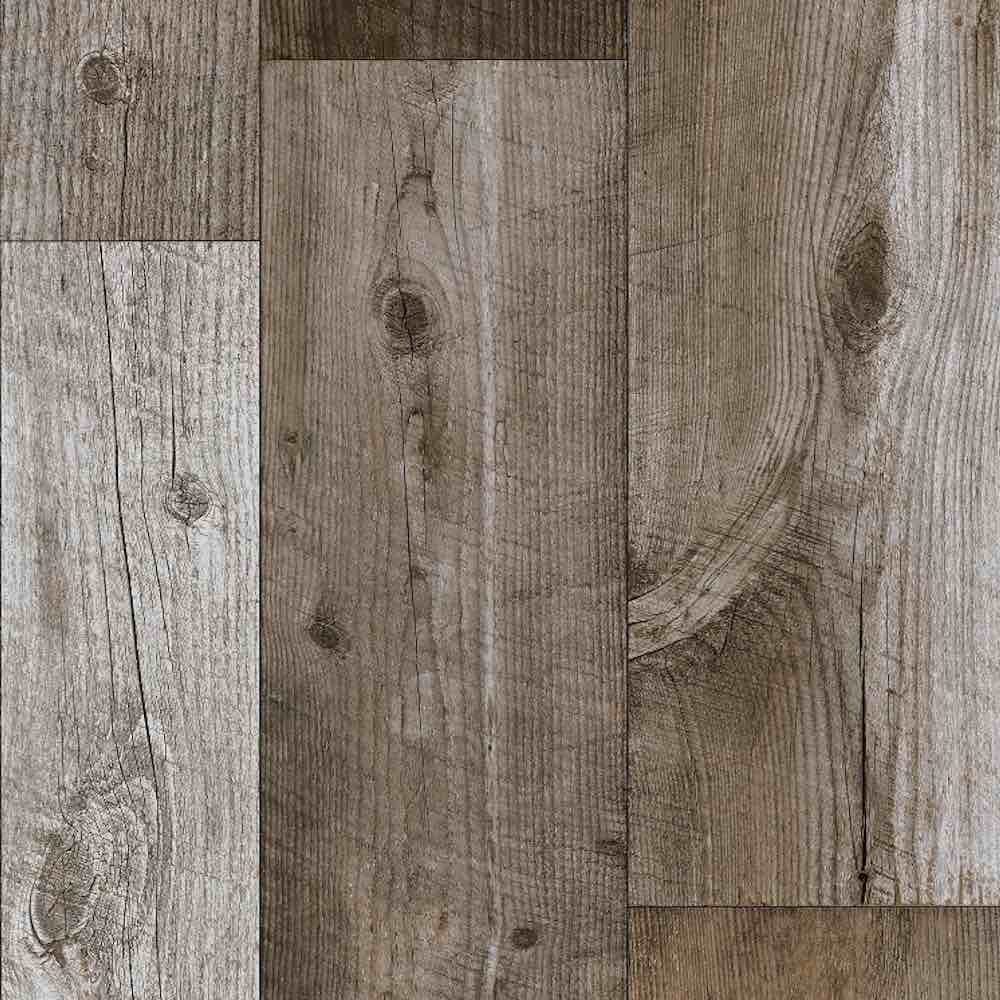 Sandy Grey Driftwood Reflect Vinyl Sheet Flooring, 12’ x 6’. Will need power washed, minor tears on edge. 