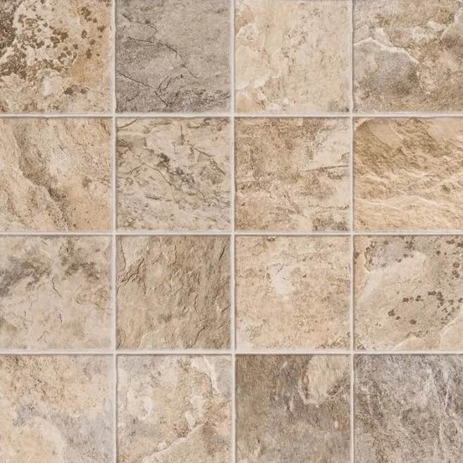 Mannington Benchmark Resilient Kingsbridge 382 Beige Slate Stone Vinyl Sheet Flooring. Will need power washed, minor tears on edge. 12’ x 6’