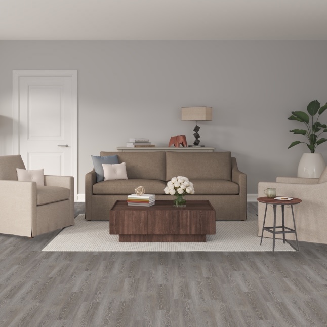 Armstrong Flooring Pro Mark Oxford Oak Heather Beige Washed Gray Vinyl Sheet Flooring. Will need power washed, minor tears on edge.  12’ x 10’