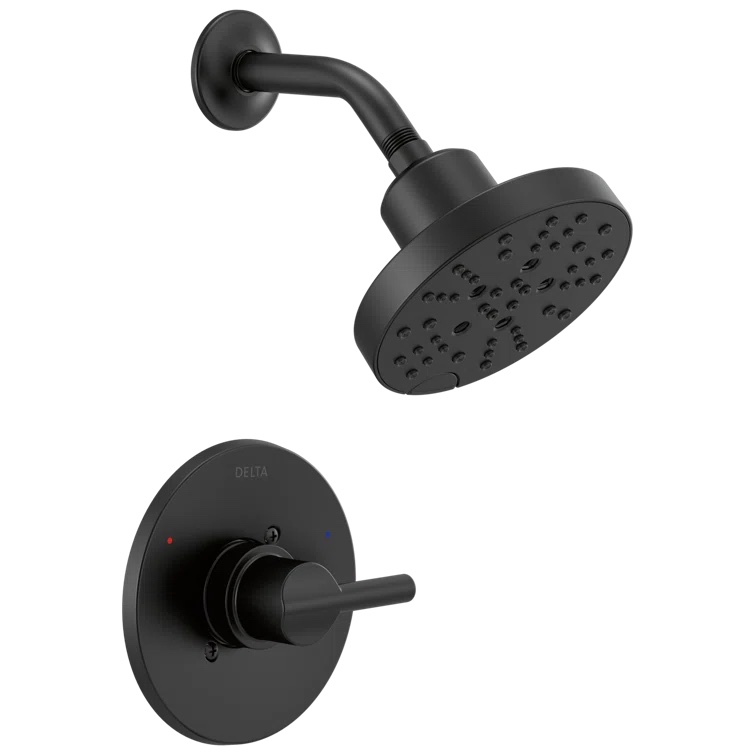 Matte Black Nicoli Single-Function Shower Faucet Set, Shower Trim Kit with H2Okinetic Shower Head and Valve