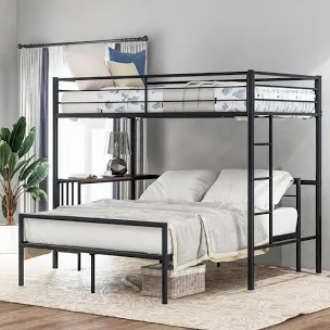 Russellville Twin over Full Steel L-Shaped Bunk Beds with Built-in-Desk by Mason & Marbles by Mason & Marbles