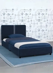 Delta Children Upholstered Twin Bed  Navy Blue