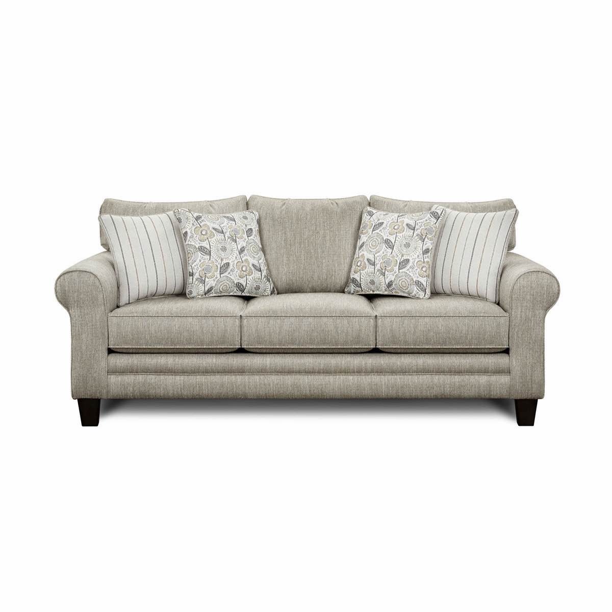 Aravis 87'' Upholstered Sleeper Sofa With 4 Accent Pillows & All Wooden Legs, Pull Out Sofa, Hardwood And Plywood Frame, Reversible Backs And Cushions, Overall Dimensions 37'' H X 87'' W X 38'' D, Back Couch Pillows Have Small Snags On The Fabric, Loose Strings On Accent Pillows, Small Stain On Front Bottom Left Corner, Right Side Of Couch Frame Is Slightly Broken(Pictured), Does Affect The Usage Of The Pull Out Bed, Buy And Repair 